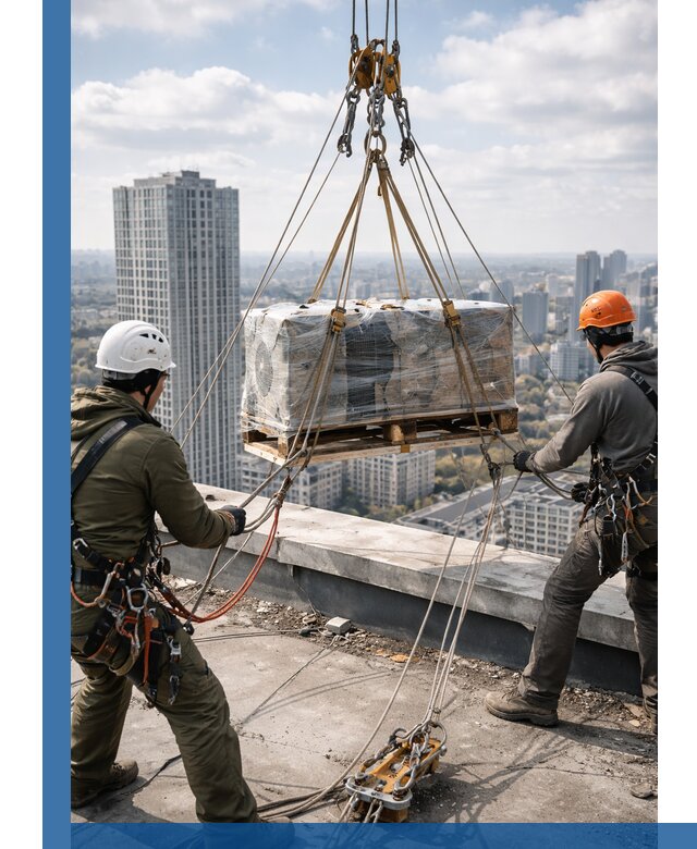 Подъем и монтаж крупногабаритных грузов на крышу в Грозном