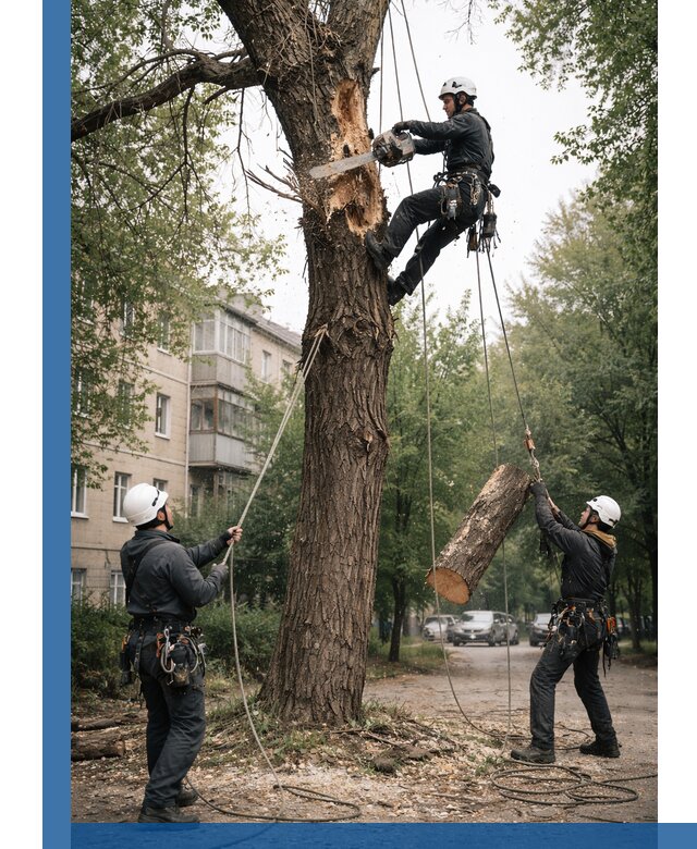 Срочное удаление аварийных деревьев в Грозном с гарантией безопасности