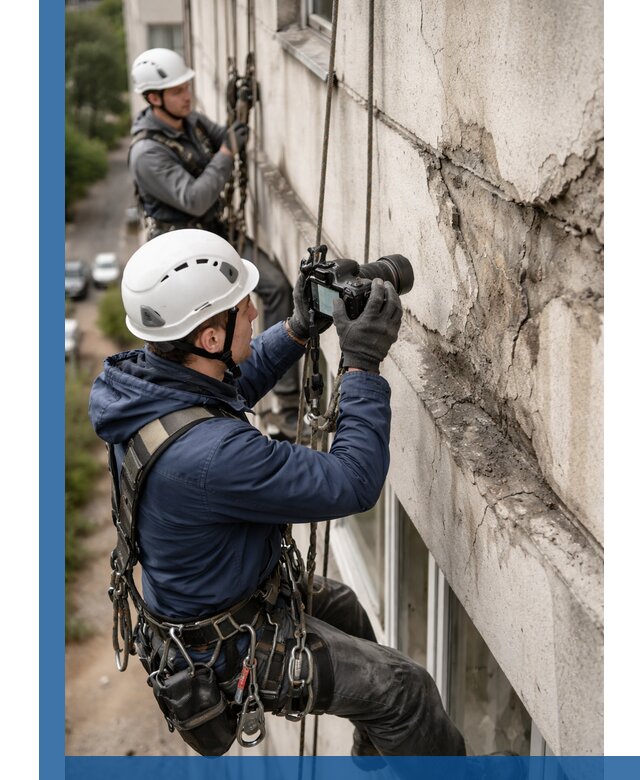 Фотофиксация дефектов фасада с высотной съемкой в Грозном