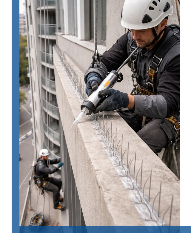 Установка шипов от птиц на фасадах и кровлях в Грозном